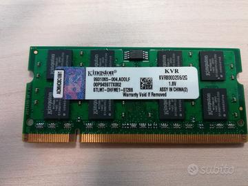 2 x Kingston - KVR800D2S6-2G, RAM da 2 GB DDR2