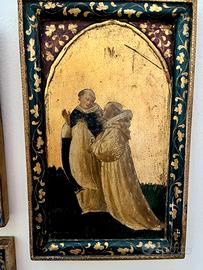 Dipinto su legno. Monaco e San Pietro Martire