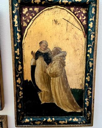 Dipinto su legno. Monaco e San Pietro Martire