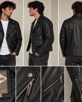 Lee Cooper – Giacca Chiodo in Vera Pelle di Pecora