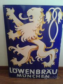 Tabella smaltata birra lowenbrau paulaner