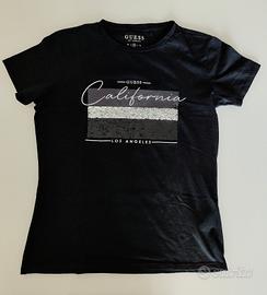 T-shirt nera con paillettes Guess 