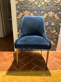 Coppia di sedie in velluto blu