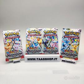 4 BUSTINE PACCHETTI POKEMON EVOLUZIONI PRISMATICHE
