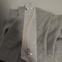 collana con perline e cuore argentato 