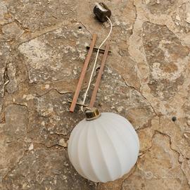 lampadario in porcellana/vetro e intarsi legno 