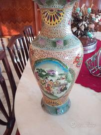 Vaso porta fiori cinese dipinto a mano 