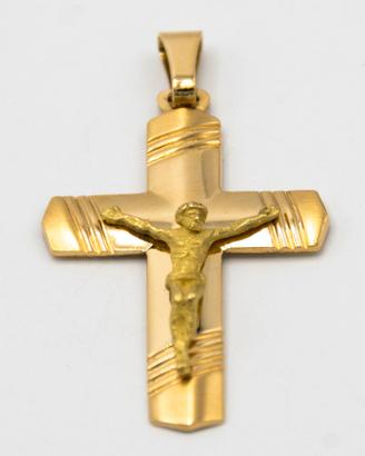 Ciondolo oro giallo 18 kt Croce con Cristo E.180