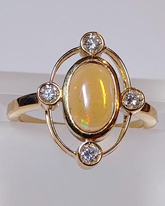 ANELLO IN ORO CON OPALE HIDALGO E DIAMANTI
