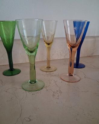 Bicchieri liquore in cristallo colorato