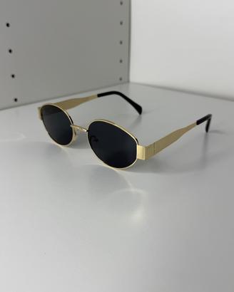 Occhiali da Sole Vintage Ovali Dorati Anni 90
