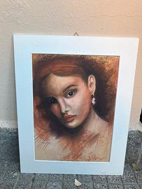 Ritratto femminile a pastello 50x40, con cornice