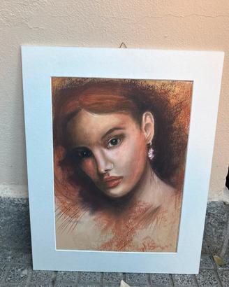 Ritratto femminile a pastello 50x40, con cornice