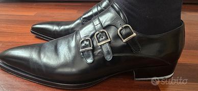 scarpe Doucal's EDIPO pelle nera tripla fibbia