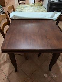 tavolo x 8/10 legno massello scuro 6 sedie