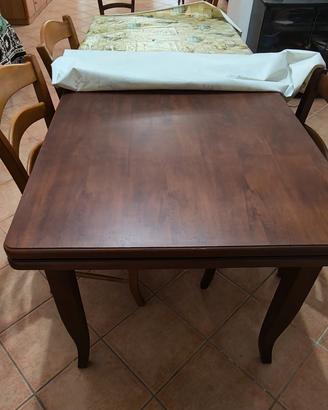tavolo x 8/10 legno massello scuro 6 sedie
