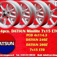 4 Cerchi Minilite 7x15 Datsun 240 260 280Z 4x114.3