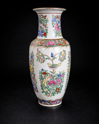 Vaso cinese in ceramica policroma