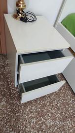 Comodino legno bianco con 2 cassetti