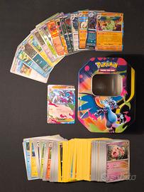 200 Carte Pokémon+TIN+Promo Charizard+15 brillanti