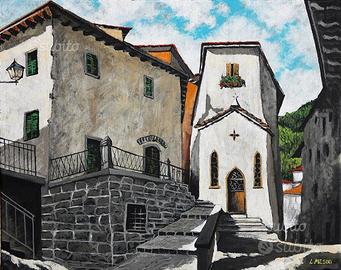 "Fiumalbo, centro storico" dipinto di L.Mesini
