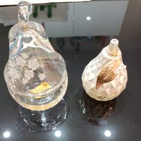 Coppia di Pere portagioie in vetro e cristallo