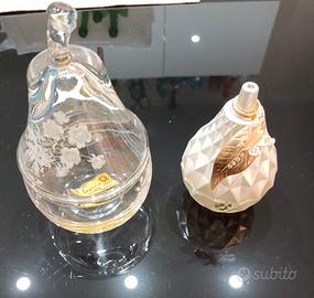 Coppia di Pere portagioie in vetro e cristallo