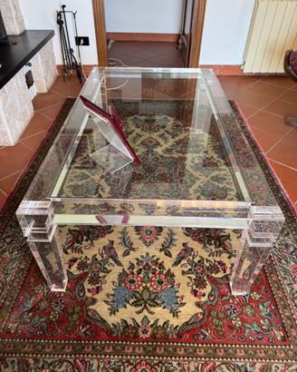 Tavolino da salotto in cristallo e plexiglass