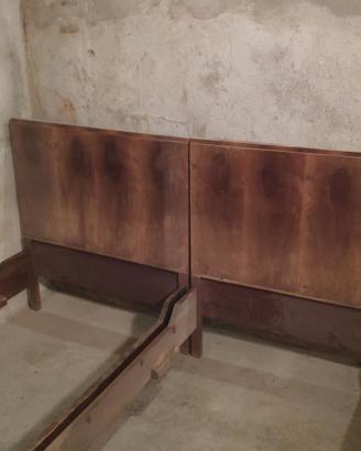 Letto matrimoniale vintage anni '50 in legno