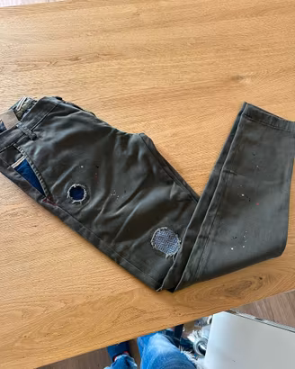 Jeans colore militare con toppe - Mai Ami Tg 30