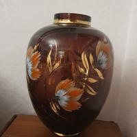 vaso in cristallo dipinto a mano vtg anni 50/60