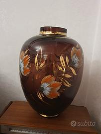 vaso in cristallo dipinto a mano vtg anni 50/60