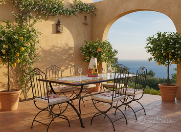 TAVOLO IN PIETRA LAVICA MIS. 200X100 CM. COMPLETO