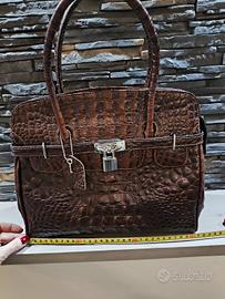 nuova borsa pelle vera, vintage stile coccodrillo 
