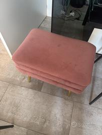 4 sedie e Pouf Contenitore in Velluto Rosa Cipria
