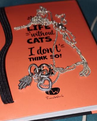 Collana Pandora in argento mano e cuore