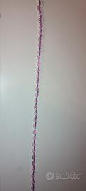 collana uncinetto con perline rosa e srgento