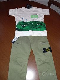 maglietta più pantaloni cargo Stone Island junior 