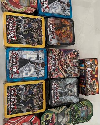 LOTTO 11 TIN/SCATOLE Yu-Gi-Oh! + Pokémon