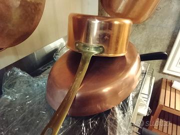 pentole rame cm 40x26,e cm 20x9,manico ottone.