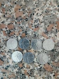 sette monete da 50 lire