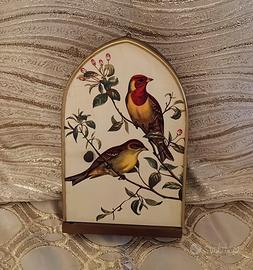 Portachiavi da parete in legno con uccelli