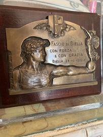 ANTICA TARGA FASCIO DI BIELLA DEL 1932