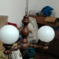 lampadario legno anni 70