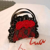 BORSA TUA BRACCIALINI VELLUTO RASO NERO  E PIZZO 