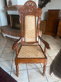 Coppia Poltrone Trono Coloniale Teak Massello -