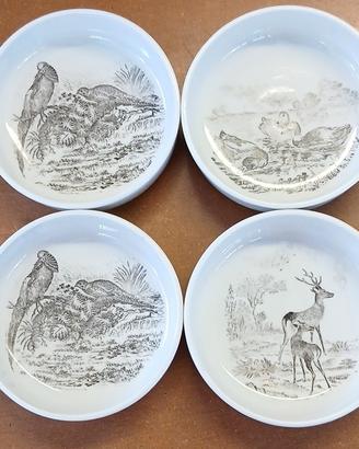 Set 4 piattini ceramiche Pozzi - scene naturali