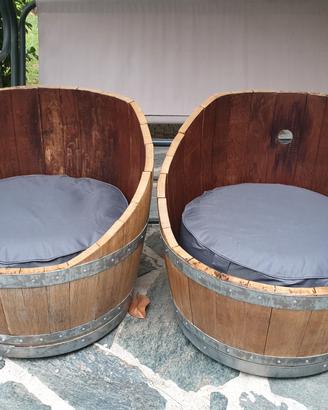 Poltroncine Barrique in Rovere con Cuscino e Ruote