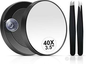 Specchio ingrandimento rotondo con pinzette, nero