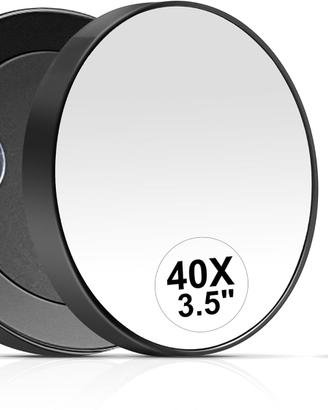 Specchio ingrandimento rotondo con pinzette, nero